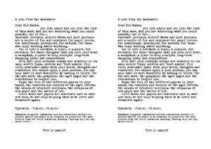 A Note from the Bookmaker