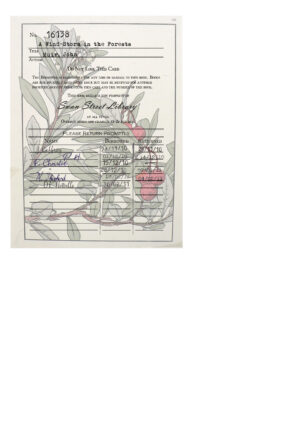 Library Card with botanical background